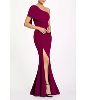 Dress the Population Georgina Asymmetrical Neck Sleeveless Bow Shoulder Maxi Dress