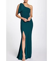 Dress the Population Georgina Asymmetrical Neck Sleeveless Bow Shoulder Maxi Dress