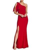 Dress the Population Georgina Asymmetrical Neck Sleeveless Bow Shoulder Maxi Dress