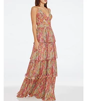 Dress the Population Lorain Surplice V-Neck Sleeveless Tiered Maxi Dress