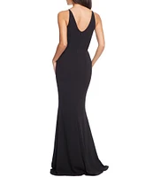 Dress the Population Jordan Deep V-Neck Sleeveless Side Front Slit Gown