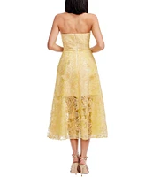 Dress the Population Kailyn 3D Floral Strapless Bustier A-Line Dress
