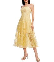 Dress the Population Kailyn 3D Floral Strapless Bustier A-Line Dress