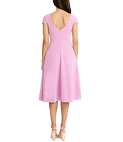 Dress the Population Livia Boat Neck Cap Sleeve Pleated Side Pocket Dress