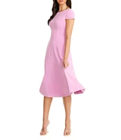 Dress the Population Livia Boat Neck Cap Sleeve Pleated Side Pocket Dress