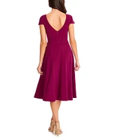 Dress the Population Livia Boat Neck Cap Sleeve Pleated Side Pocket Dress