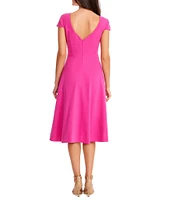 Dress the Population Livia Boat Neck Cap Sleeve Pleated Side Pocket Dress