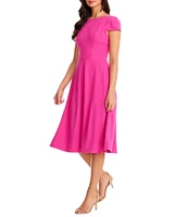 Dress the Population Livia Boat Neck Cap Sleeve Pleated Side Pocket Dress