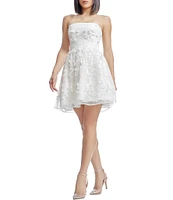 Dress the Population Marilyn Strapless 3D Applique Sequin Mesh Fit & Flare Mini Dress