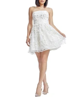 Dress the Population Marilyn Strapless 3D Applique Sequin Mesh Fit & Flare Mini Dress