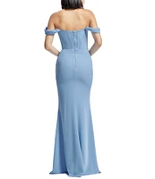 Dress the Population Melania Draped Off-The-Shoulder Corset Mermaid Gown