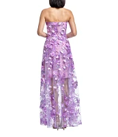 Dress the Population Melissa Sweetheart Neck 3D Applique Illusion Hem A-Line Gown