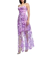 Dress the Population Melissa Sweetheart Neck 3D Applique Illusion Hem A-Line Gown