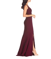 Dress the Population Monroe V-Neck Sleeveless Crepe Mermaid Dress