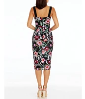 Dress the Population Nicole Floral Sequin Sweetheart Sleeveless Midi Dress