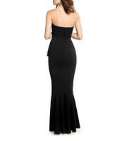 Dress the Population Paris Sweetheart Neck Cascade Ruffle Strapless Maxi Dress