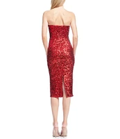 Dress the Population Perla Sequin V Neck Sleeveless Bodycon Midi Dress