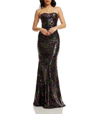 Dress the Population Sequin Strapless Sweetheart Sleeveless Mermaid Gown