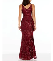 Dress the Population Sharon Sequin Plunge V-Neck Sleeveless Mermaid Gown