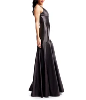 Dress The Population Shirley Satin V-Neck Sleeveless Mermaid Gown