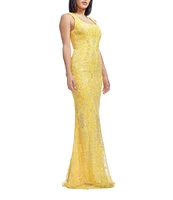 Dress the Population Tyra Sequin Square Neck Sleeveless Mermaid Gown