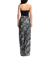 Dress the Population Vada Sequin Strapless Sweetheart Neck Sleeveless Bustier Sheath Gown