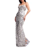 Dress the Population Vada Sequin Strapless Sweetheart Neck Sleeveless Sheath Dress