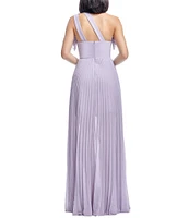 Dress the Population Vida Ruffle One Shoulder Sleeveless Pleated Gown
