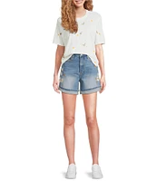 Driftwood Aria Daisy Bee Daze Stretch Denim Shorts