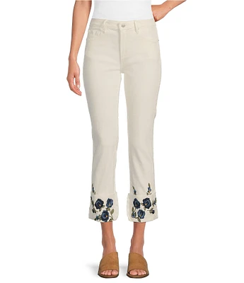 Driftwood Colete Floral Bouquet Embroidered Cropped Jeans