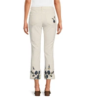Driftwood Colete Floral Bouquet Embroidered Cropped Jeans