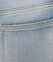 Driftwood Colette Stretch Denim Floral Embroidered Cuffed Cropped Straight Leg Jeans