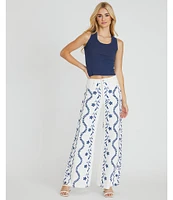 Driftwood Coordinating High Rise Embroidered Wide Leg Pants