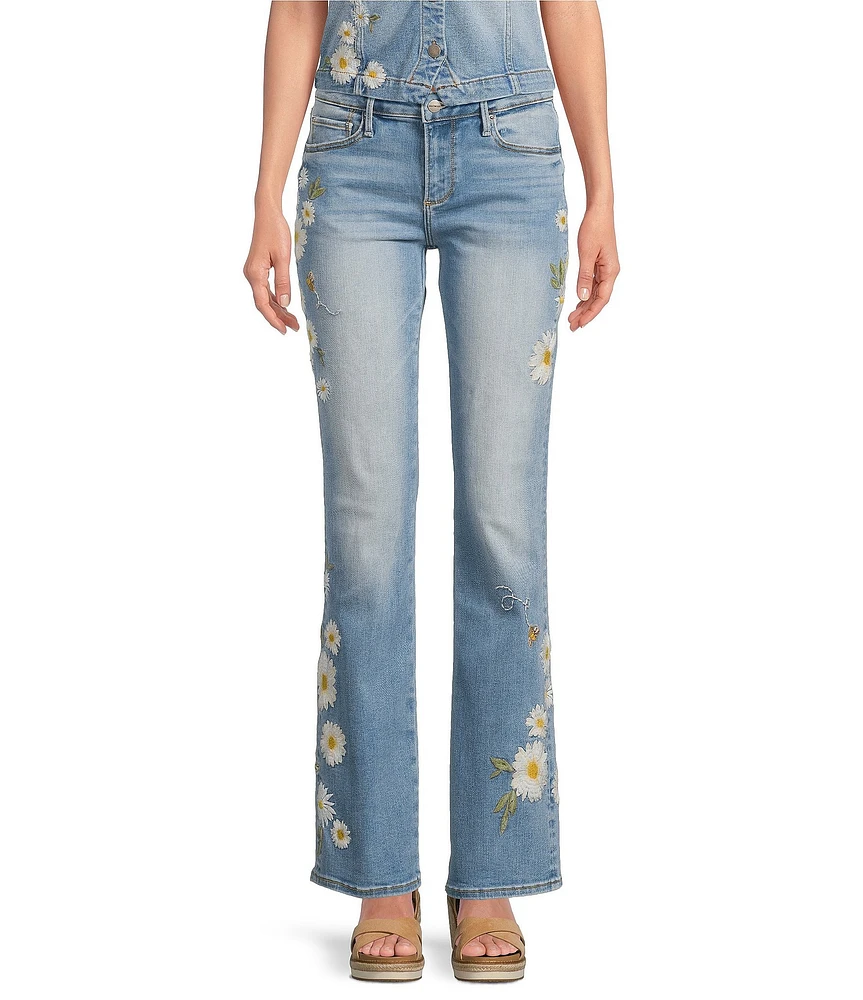 Driftwood Kelly Daisy Bee Stretch Denim Floral Ankle Jeans