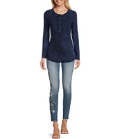 Driftwood X Bluebell Fleur Jackie Floral Embroidered High Rise Skinny Jeans