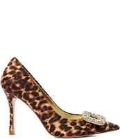 Dune London Aquamarine Leopard Print Jewel Brooch Pumps