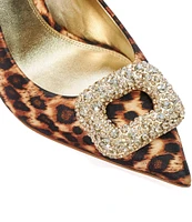 Dune London Aquamarine Leopard Print Jewel Brooch Pumps