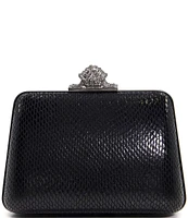 Dune London Become Embellished Embossed Faux Leather Clasp Clutch Bag