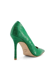 Dune London Bento Crocodile Embossed Leather Dress Pumps