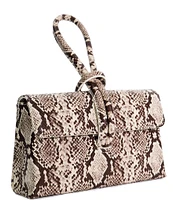 Dune London Brynie Snake Print Loop Handle Clutch