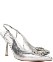 Dune London Calenna Metallic Jewel Brooch Slingback Pumps