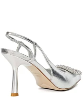 Dune London Calenna Metallic Jewel Brooch Slingback Pumps