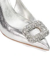 Dune London Calenna Metallic Jewel Brooch Slingback Pumps