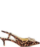 Dune London Centrepiece Leopard Print Embellished Slingback Pumps