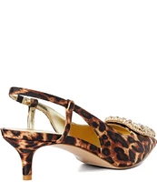 Dune London Centrepiece Leopard Print Embellished Slingback Pumps