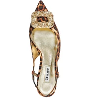 Dune London Centrepiece Leopard Print Embellished Slingback Pumps