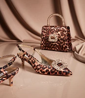 Dune London Centrepiece Leopard Print Embellished Slingback Pumps