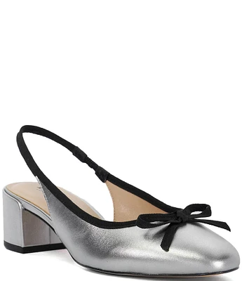 Dune London Classy Metallic Leather Slingback Bow Pumps