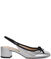 Dune London Classy Metallic Leather Slingback Bow Pumps