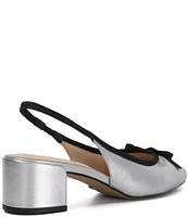 Dune London Classy Metallic Leather Slingback Bow Pumps